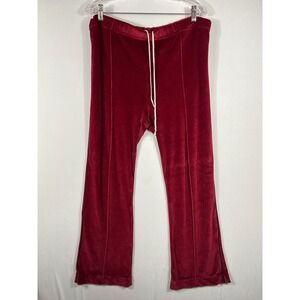 Vtg 70s 80s Striped Velour Velvet Track Pants XL Maroon Flared Electric Grandpa